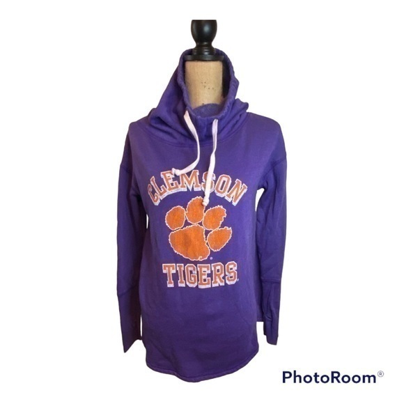 Women's Original Retro Brand Purple Clemson Tigers Pullover Sweatshirt Size M - Picture 1 of 12